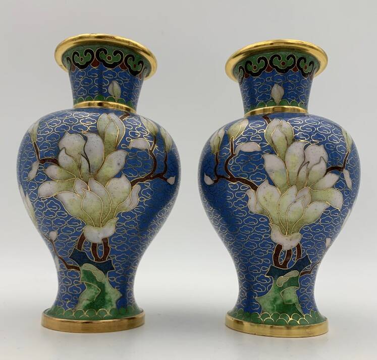 Deux vases vintage émail cloisonné chinois - années 1970-1980