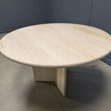 Round Italian travertine dining table 1970s