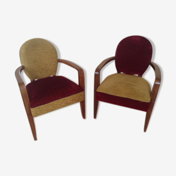 2  fauteuils art deco de Jean Pascaud 1940