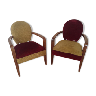 2  fauteuils art deco de Jean Pascaud 1940