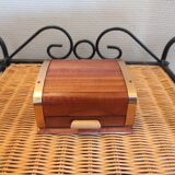 Ashtray and vintage wooden cigarette box