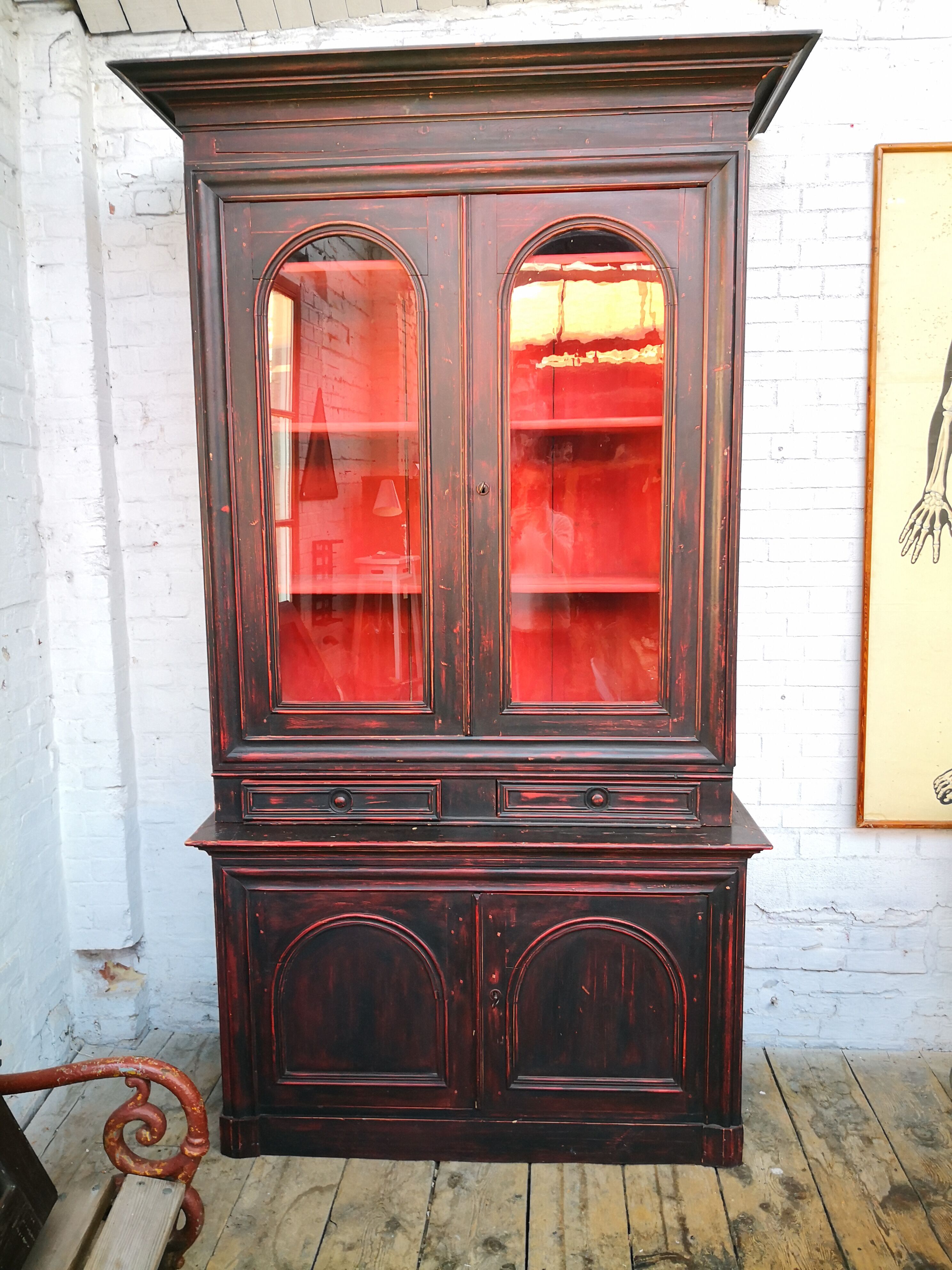 Showcase buffet 2 bodies vintage, farm dresser