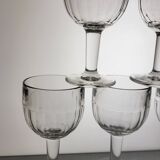 6 molded glass wine glasses