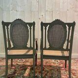 Pair of Louis XVI armchairs with re-edging and caning