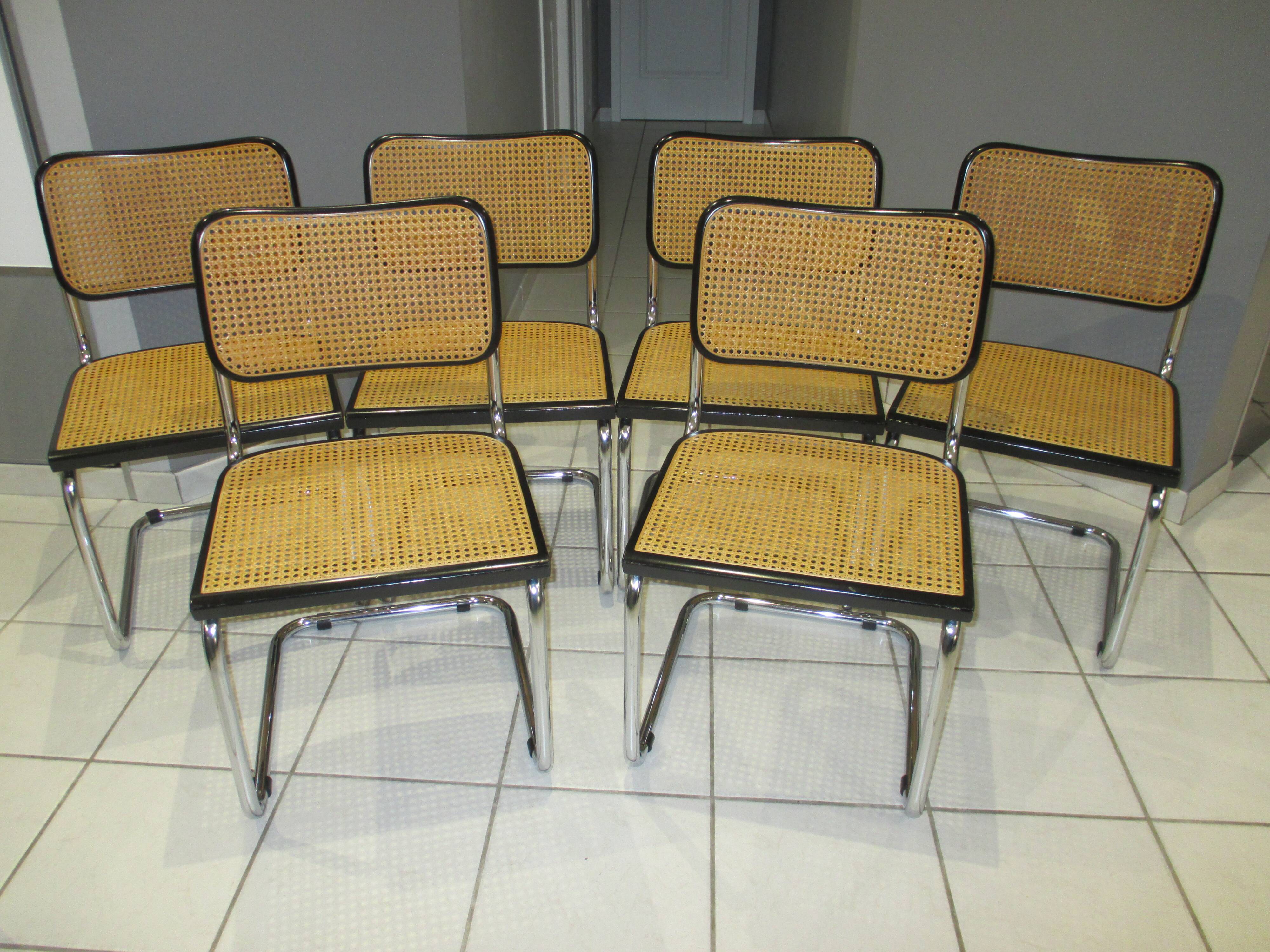 Set of 6 Cesca B32 chairs by Marcel Breuer 80s