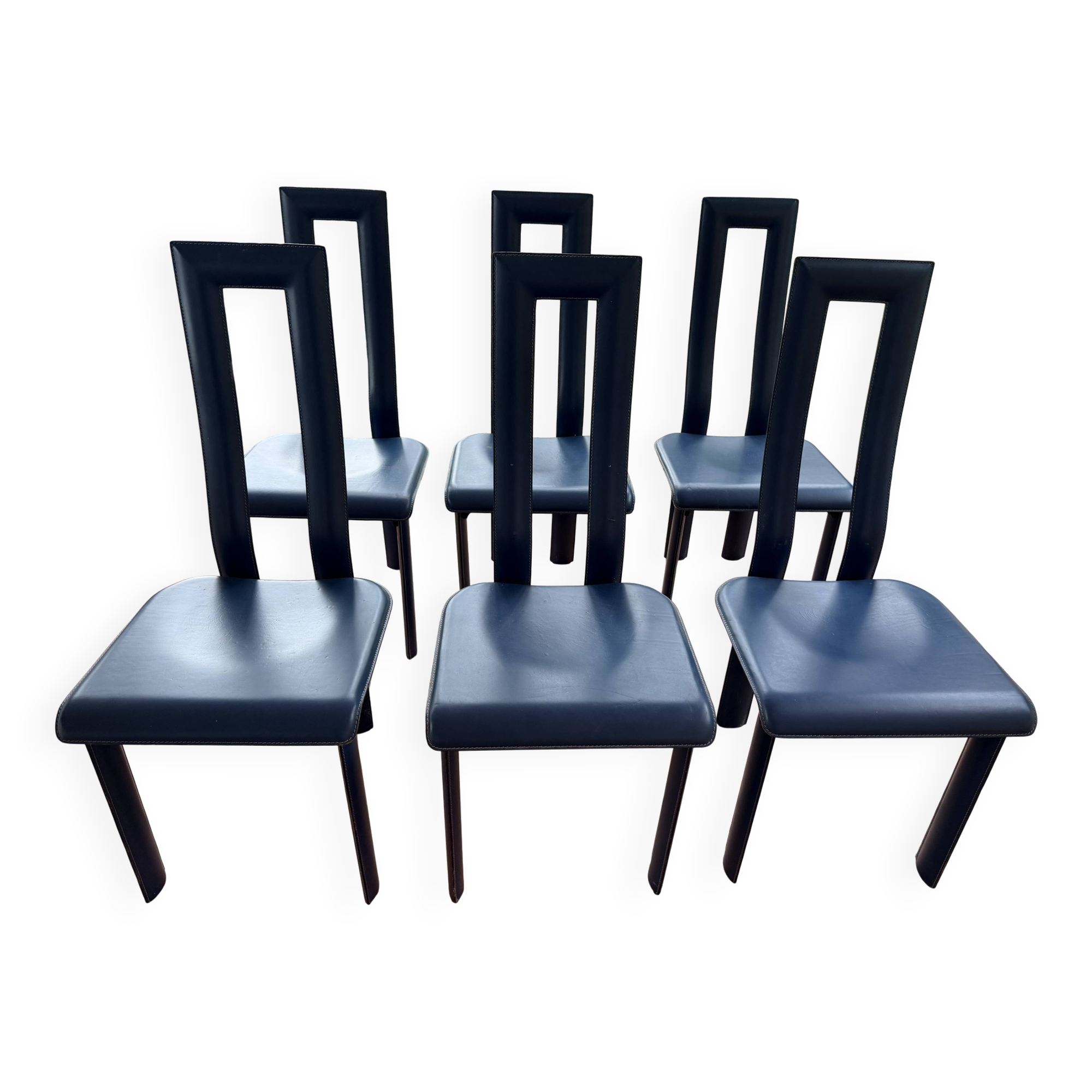 Lot de six chaises bleu de Pietro Costantini
