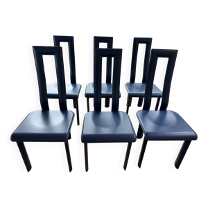lot de six chaises bleu