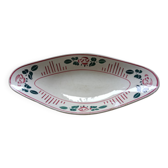 Ravier en ceramique ancien, plat à ravier Digoin Sarreguemines, France. Motif floral
