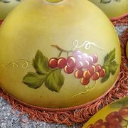 Set of 10 vintage 1960s glass shade lamps with grape decoration