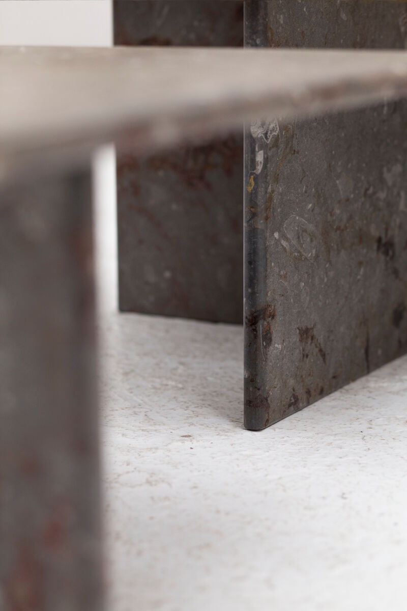 Ensemble de 3 tables basses carrées en marbre fossile, design des années 1970