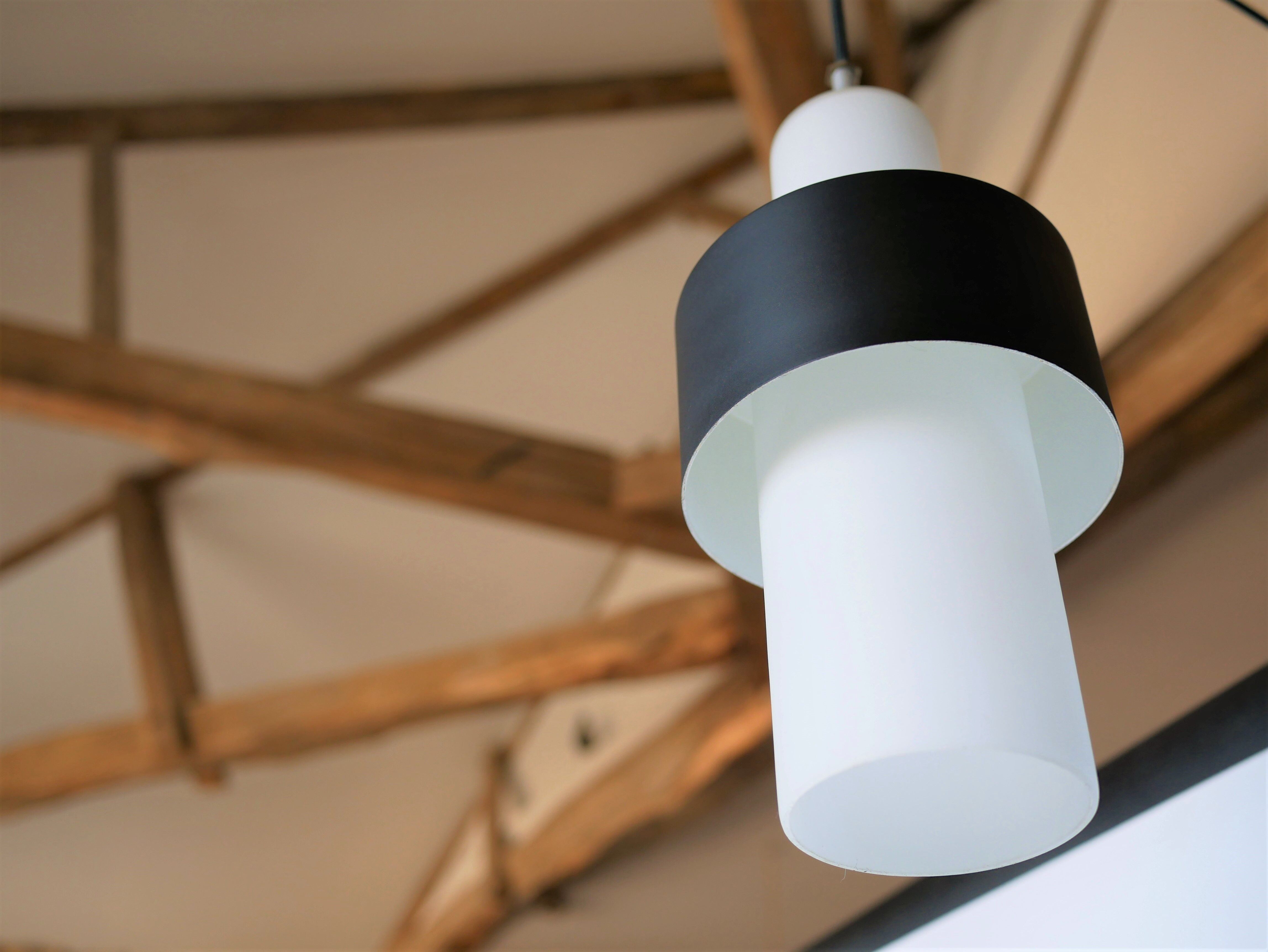 Scandinavian hanging opaline and black metal