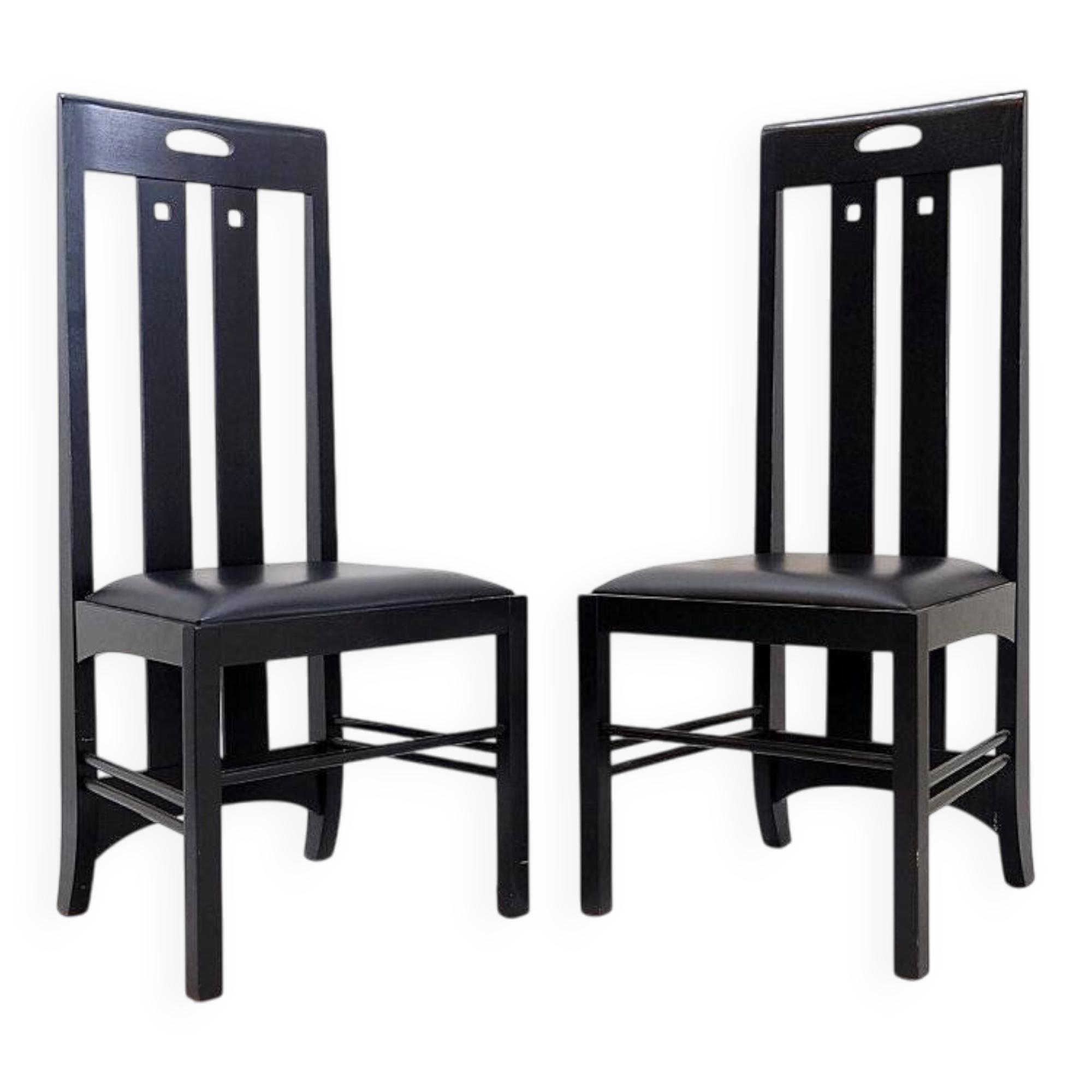Pair of high-back chairs 'Ingram' by Charles Rennie Mackintosh for Cassina, 1980s