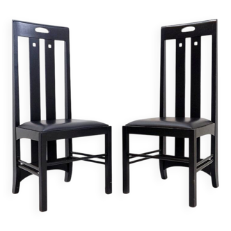 Pair of high-back chairs 'Ingram' by Charles Rennie Mackintosh for Cassina, 1980s