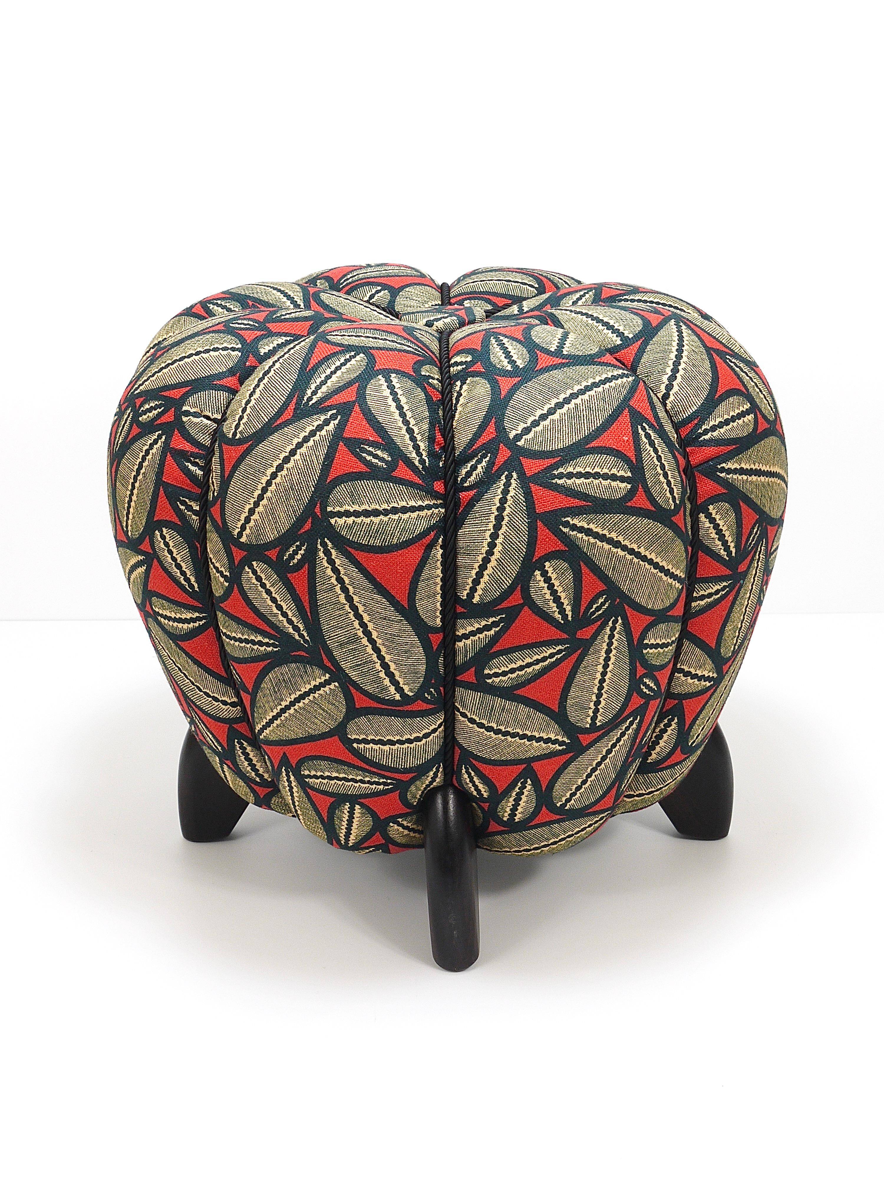 up to 3 Art Deco stools by Jindrich Halabala, leaf pattern, pouf, ottoman, 1930s