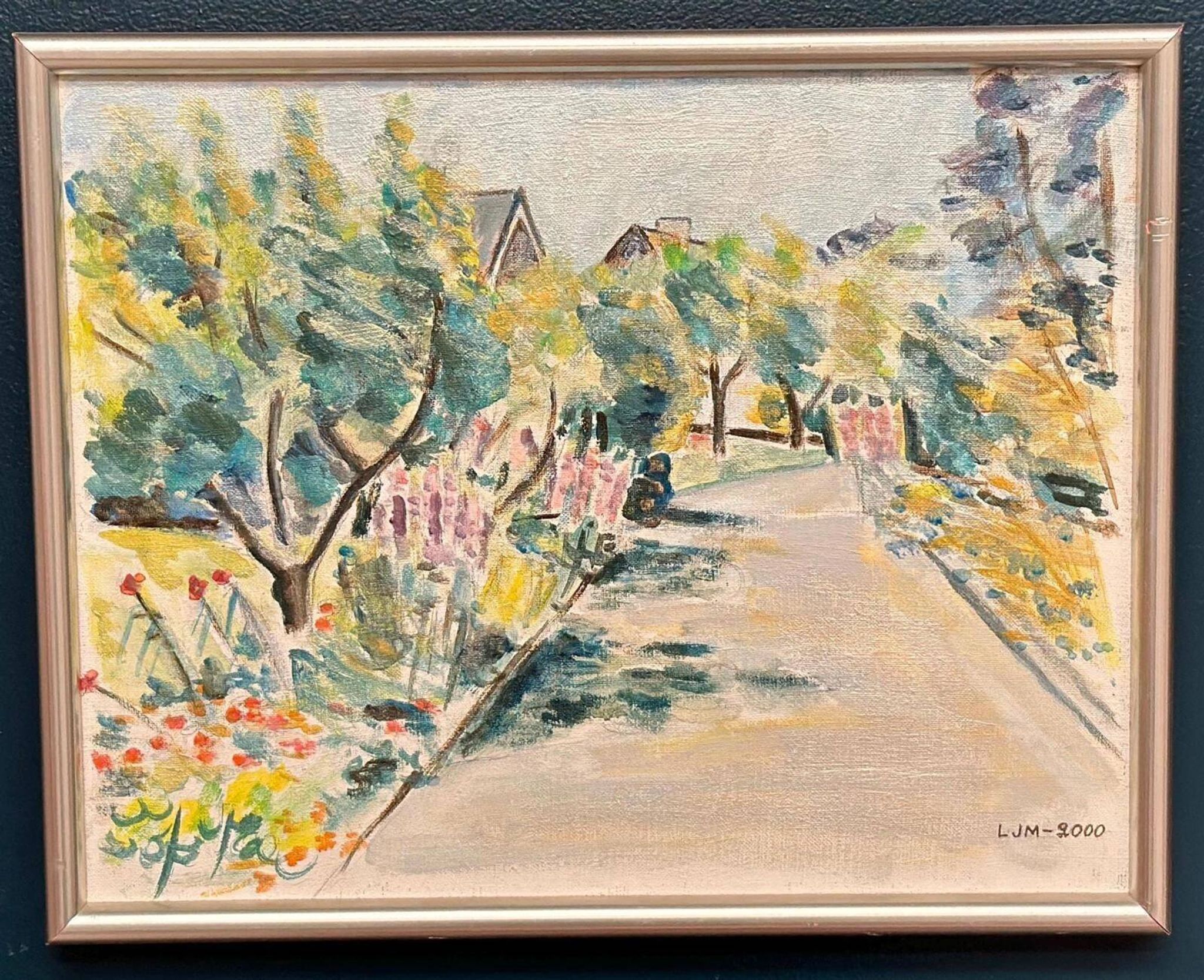 Original Swedish Oil On Canvas – “Landscape” By Lena Jenny Malmajo – Dated 2000 – Vintage & Framed