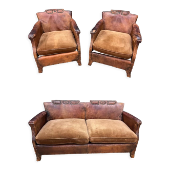 Sofa and 2 club armchairs