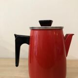 Red enamel coffee maker with filter