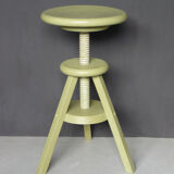 Painted and waxed wooden screw stool
