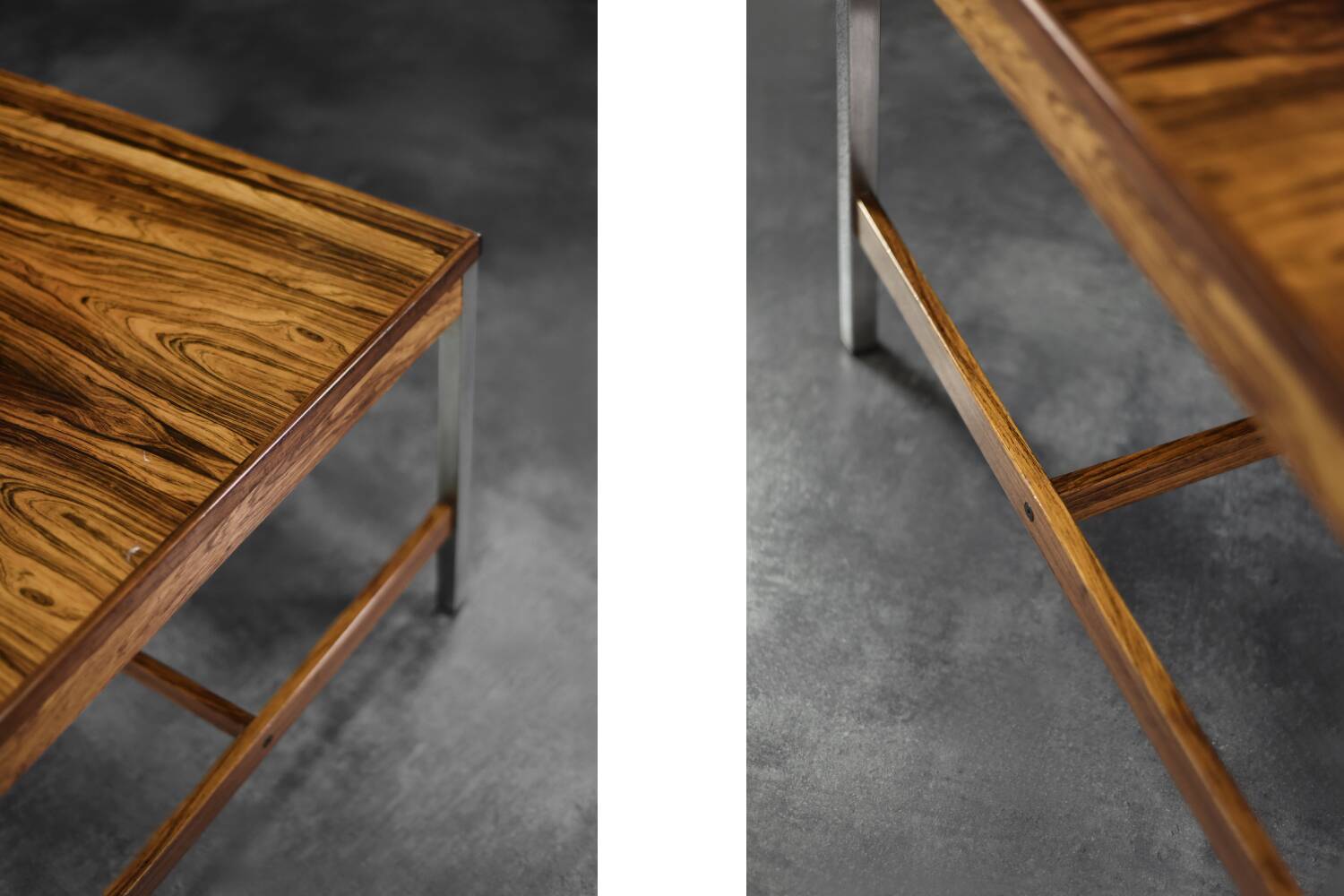 Large Vintage Mid-Century Modern Swedish Rosewood & Aluminium Coffee Table f