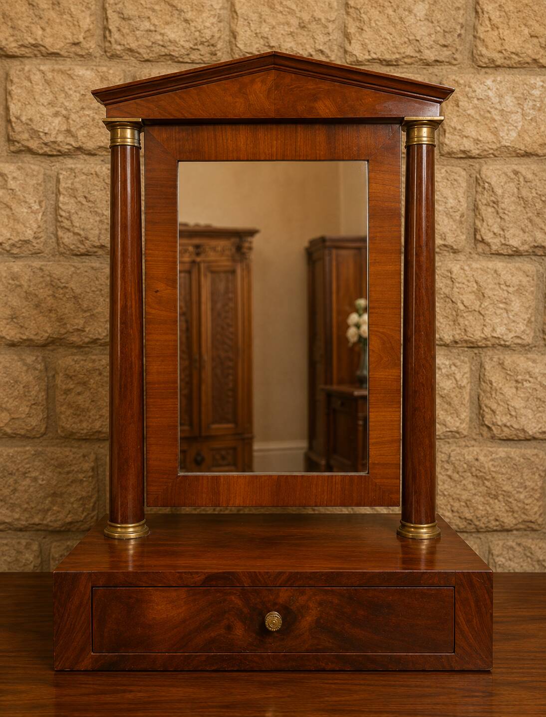 Miroir de toilette ou Psyché Empire en acajou