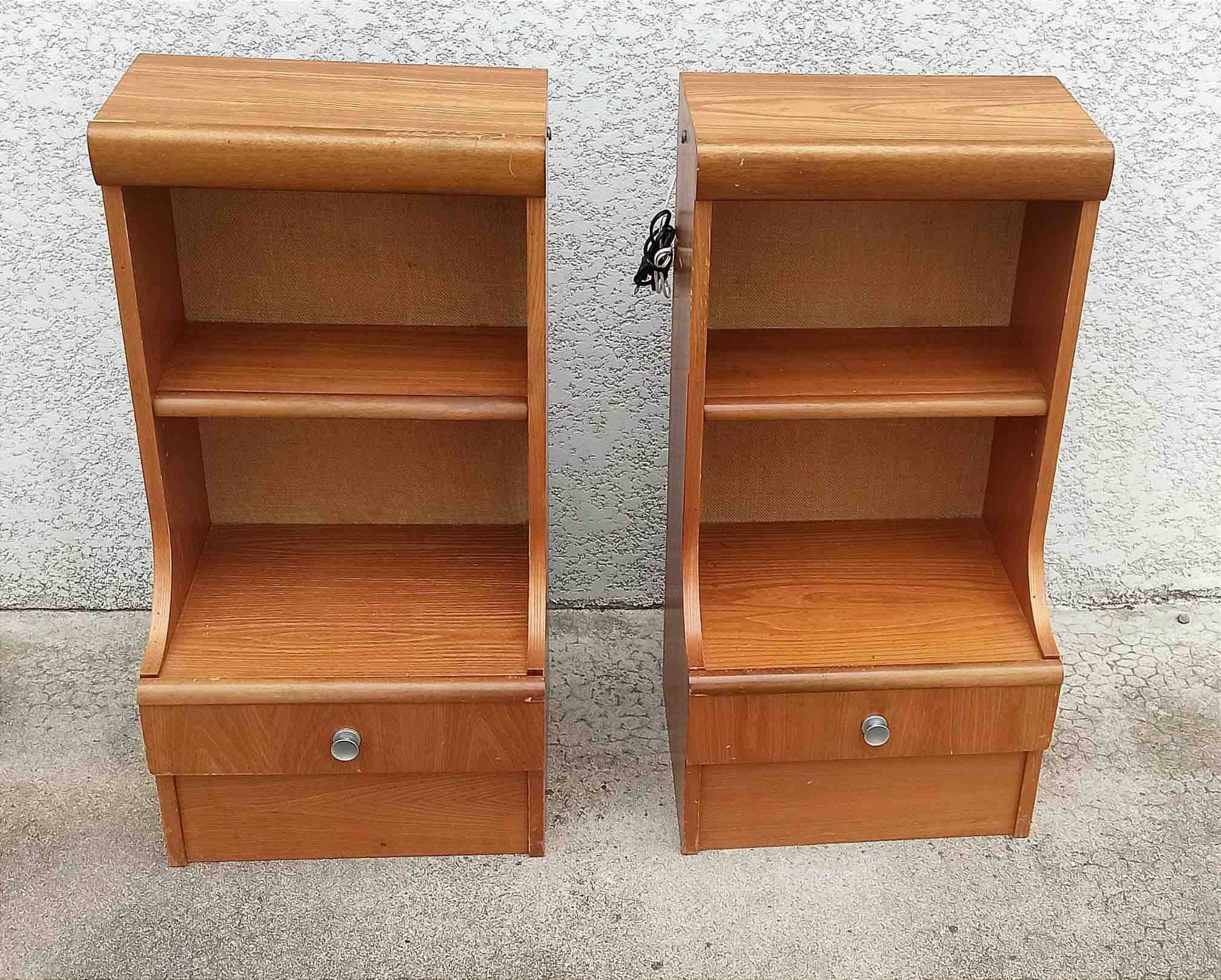 Pair of bedside tables with integrated lighting, 1970s.