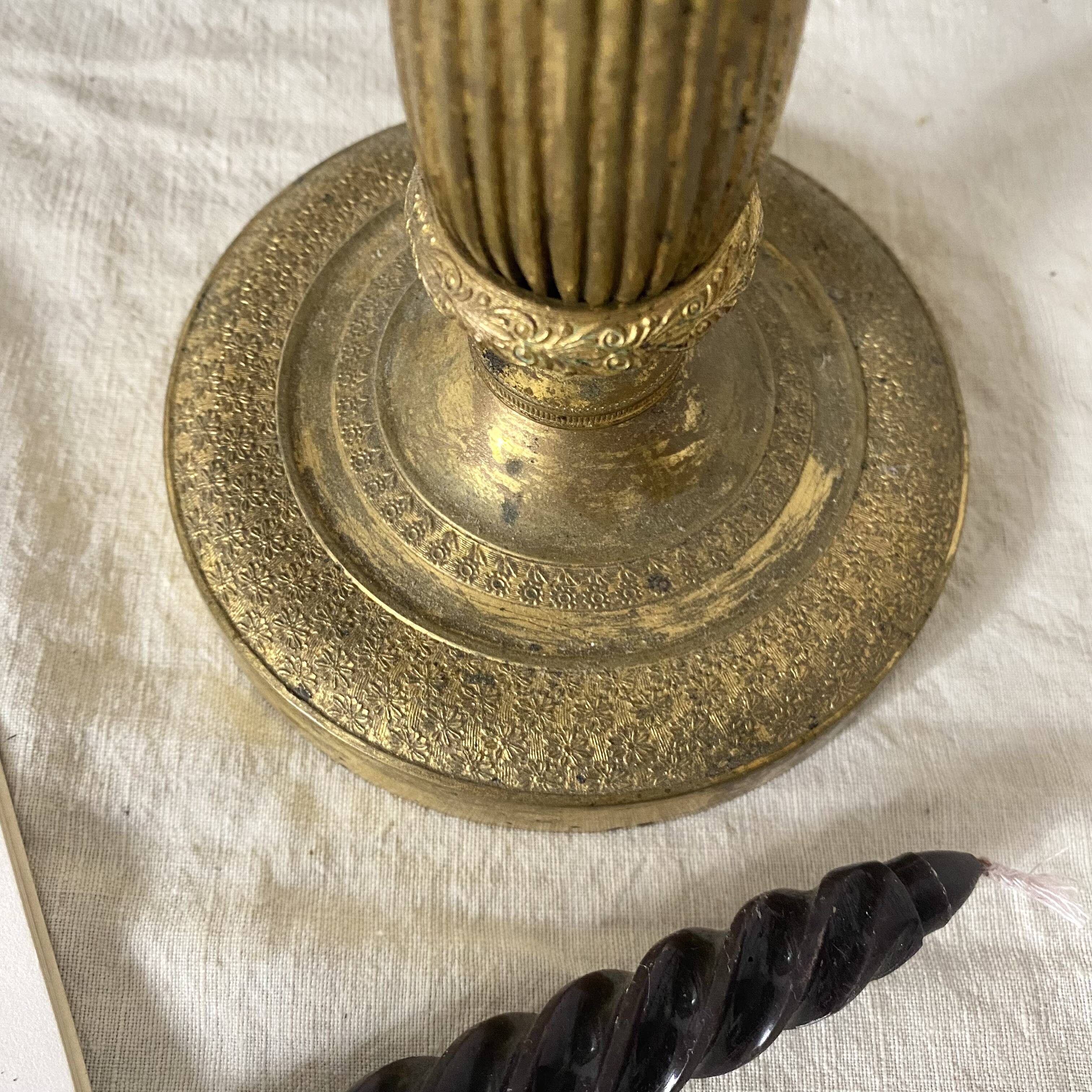 Antique brass candle holder 28 cm