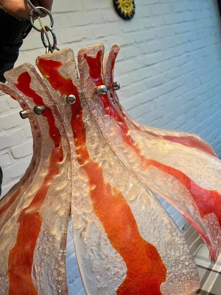 Lampe fleur vintage en verre murano pour mazzega