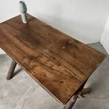 Solid walnut desk, folk art, Savoy, circa 1900