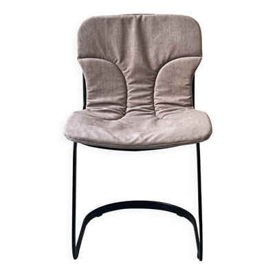 Chaise Cidue en métal noir et velours ras, Willy rizzo design 1970