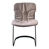 Cidue chair in black metal and short velvet, designed by Willy Rizzo in 1970.