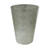 Vase en cristal a damier losange en verre depoli art deco