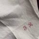 4 large damask tea towels JR monogram cross stitch.
