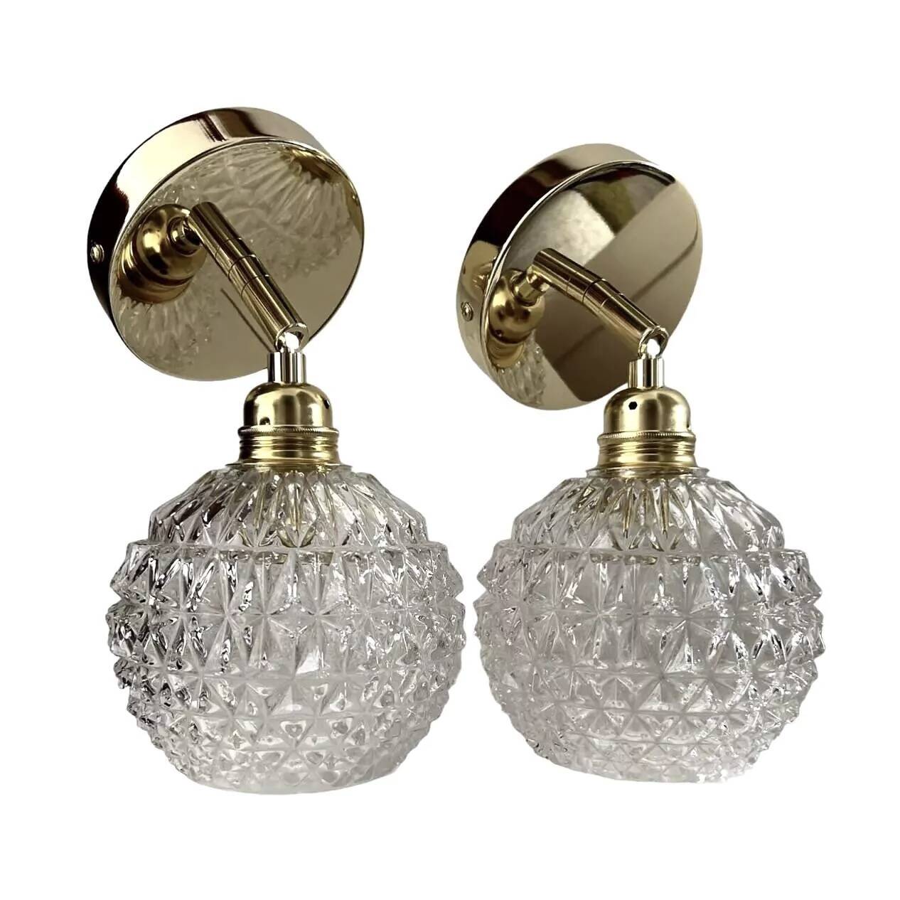 Pair of vintage glass wall sconces