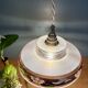 Vintage frosted glass pendant lampshade with gold frieze
