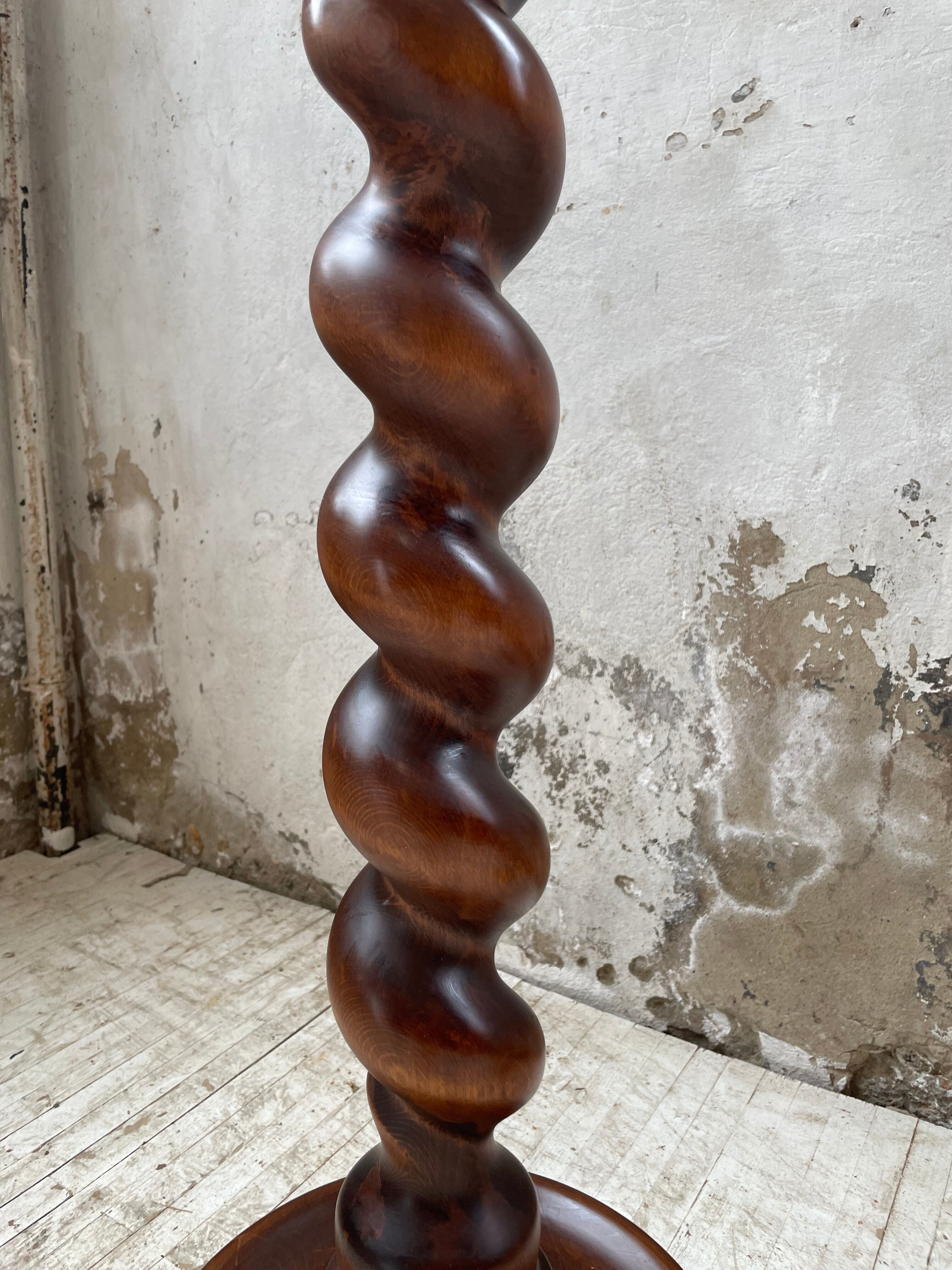 Side table walnut base turned wood