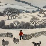 20th century naive snowy landscape by Currie