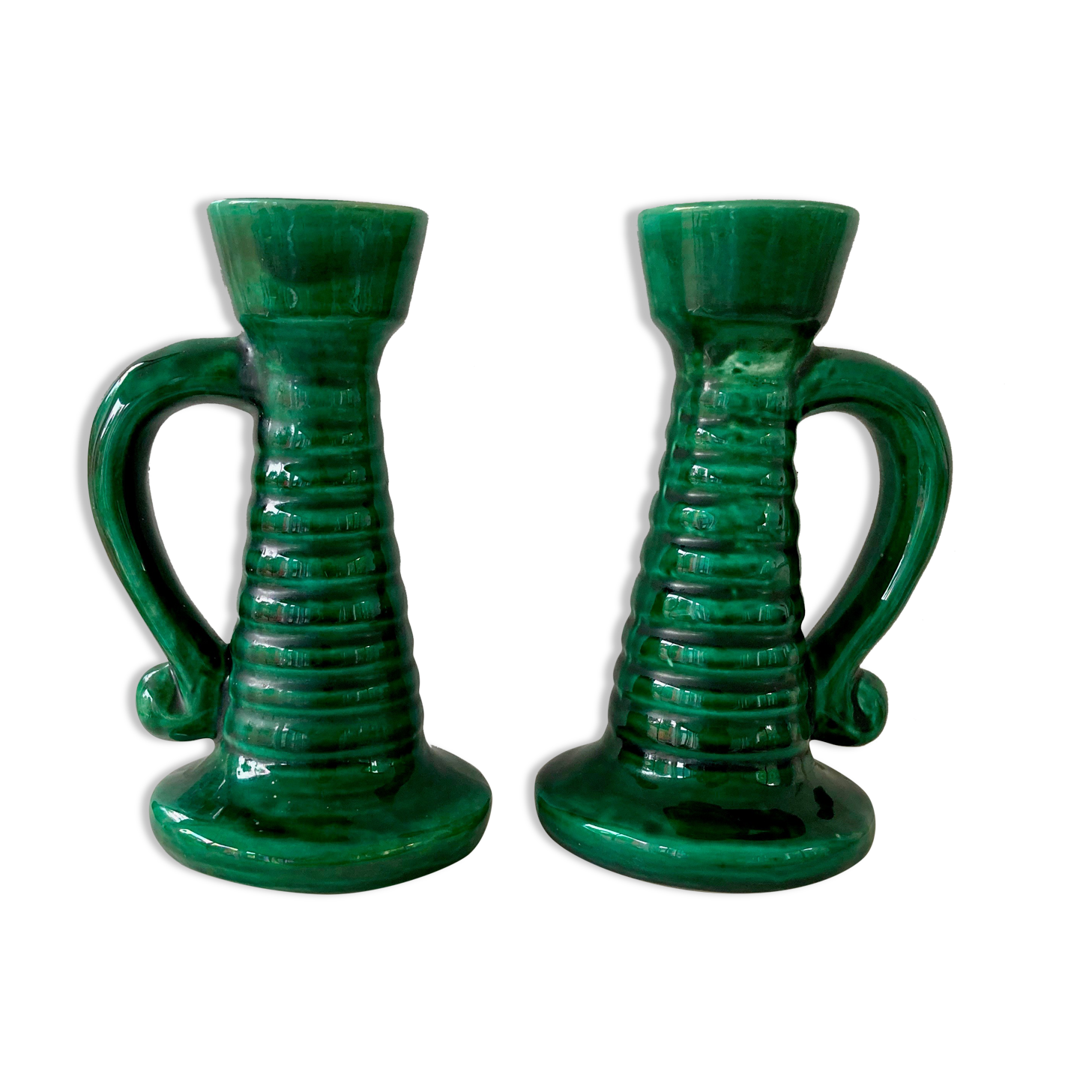 Pair of vintage ceramic candle holders