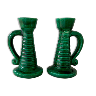 Pair of vintage ceramic candle holders