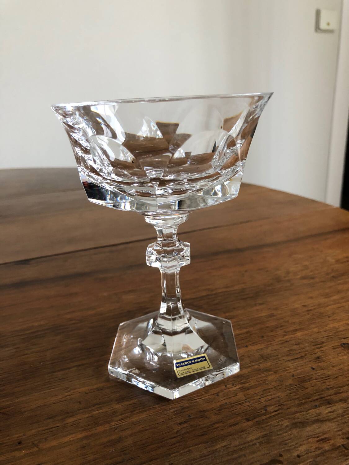 Set of 6 crystal champagne glasses