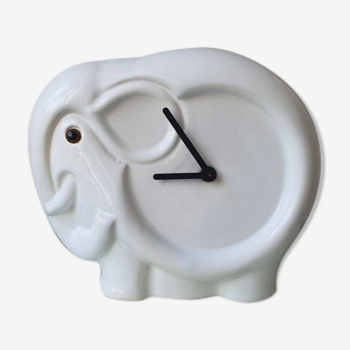 Vintage ceramic elephant-shaped clock 1980