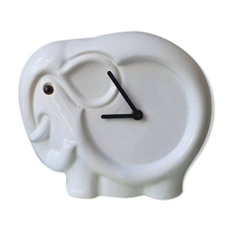 Vintage ceramic elephant-shaped clock 1980