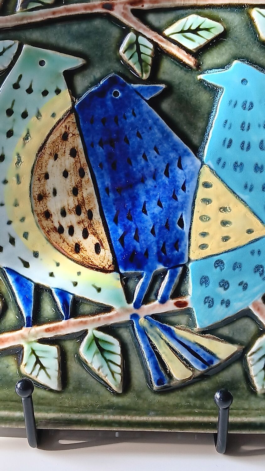 Ceramic plaque "the 3 birds" by Lisa Larson - Harlekin series