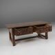 Antique Spanish console table in oak wood, with 2 large drawers from the 18th century.