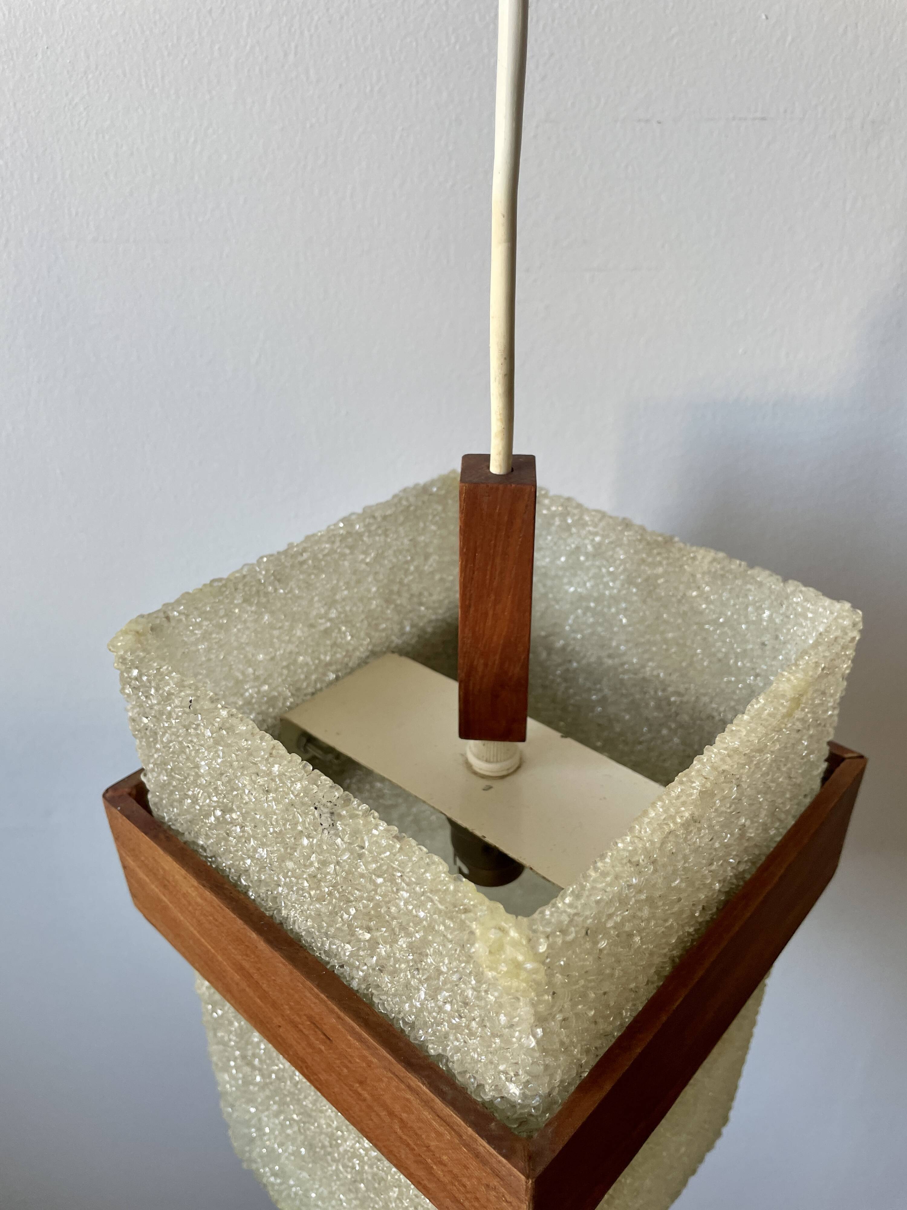 Teak and perspex pendant light from the 60s