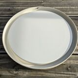 Vintage mirror 70 round white ecru plastic