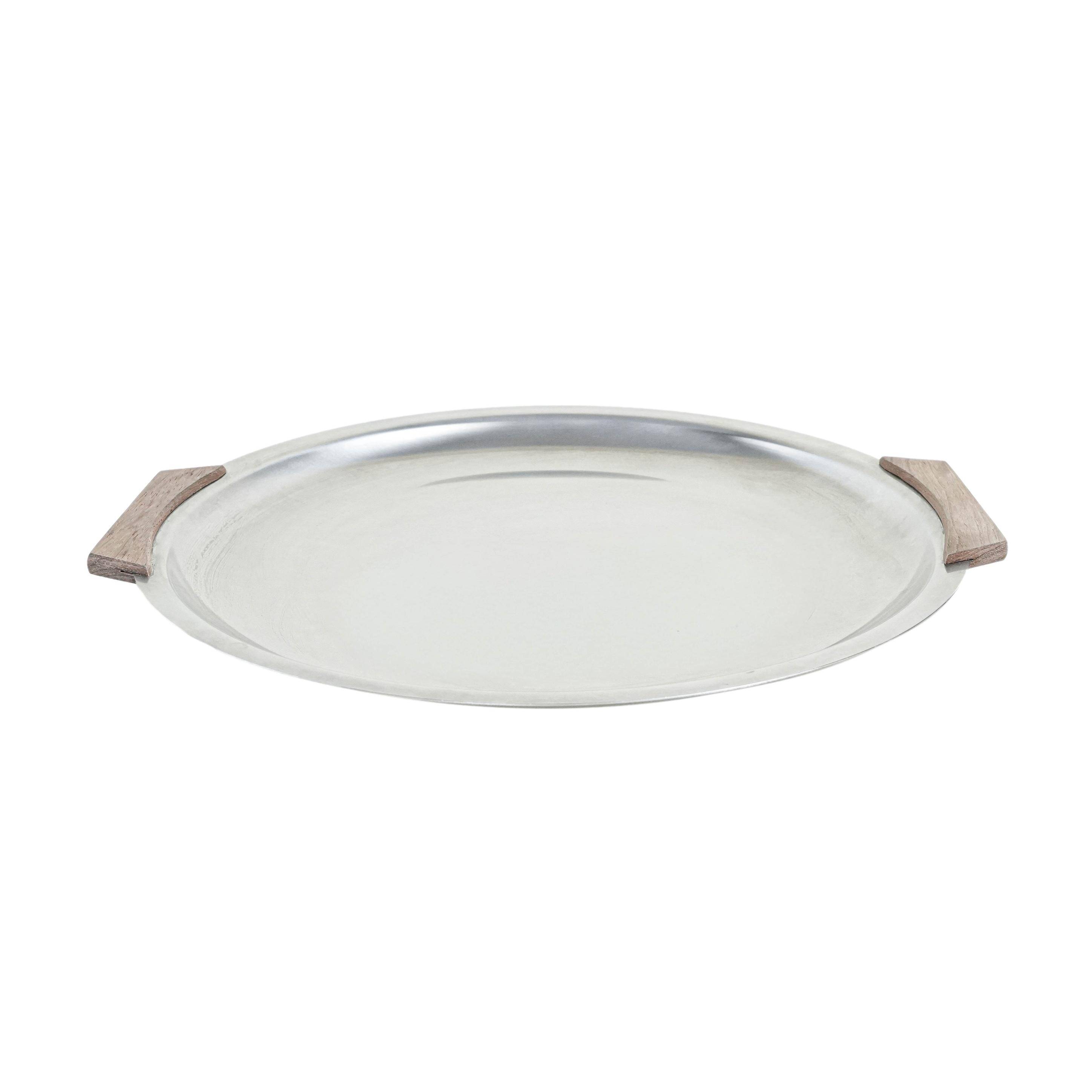 Round stainless steel tray, Danish design, 1970s, made in Denmark
