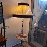 Italian brass and ceramic tripod floor lamp/table 1950s