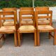6 chaises brutalistes Maison Regain orme massif paillées années 80