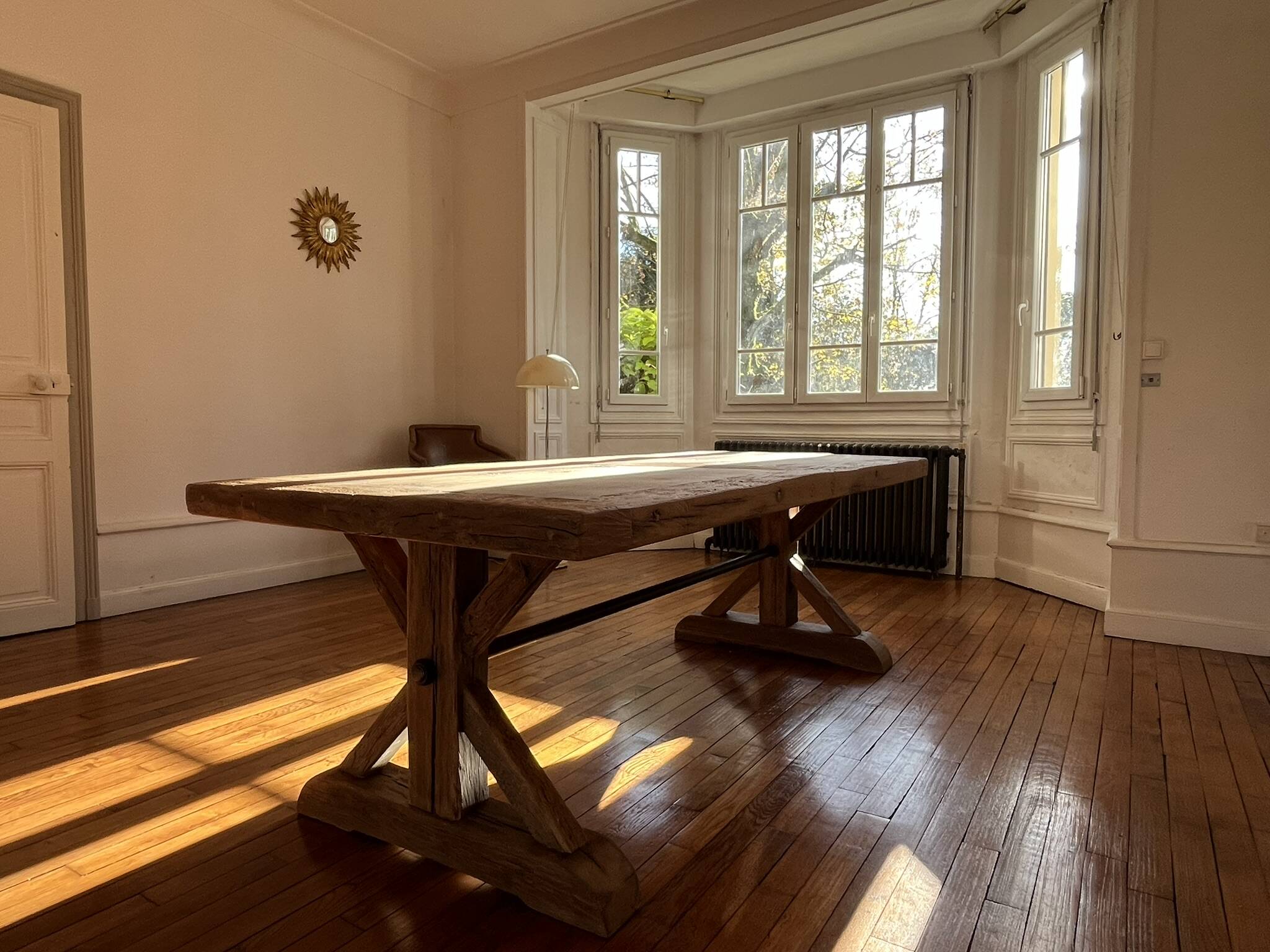 Antique solid oak farmhouse table with star legs - length 200 cm