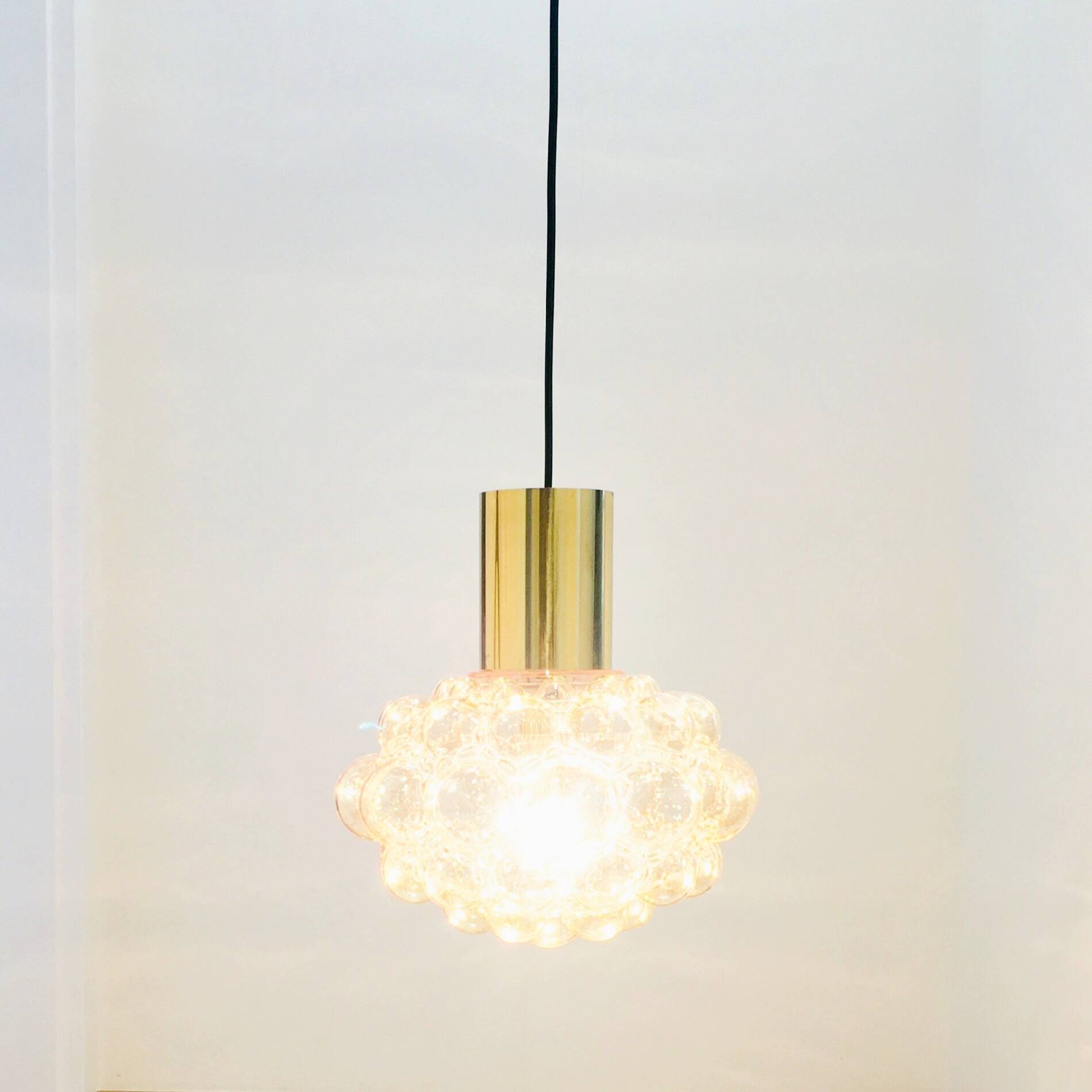 Large Mid-Century Amber Bubble Glass Ceiling Light by Helena Tynell for Limburg, Germany, 1960s